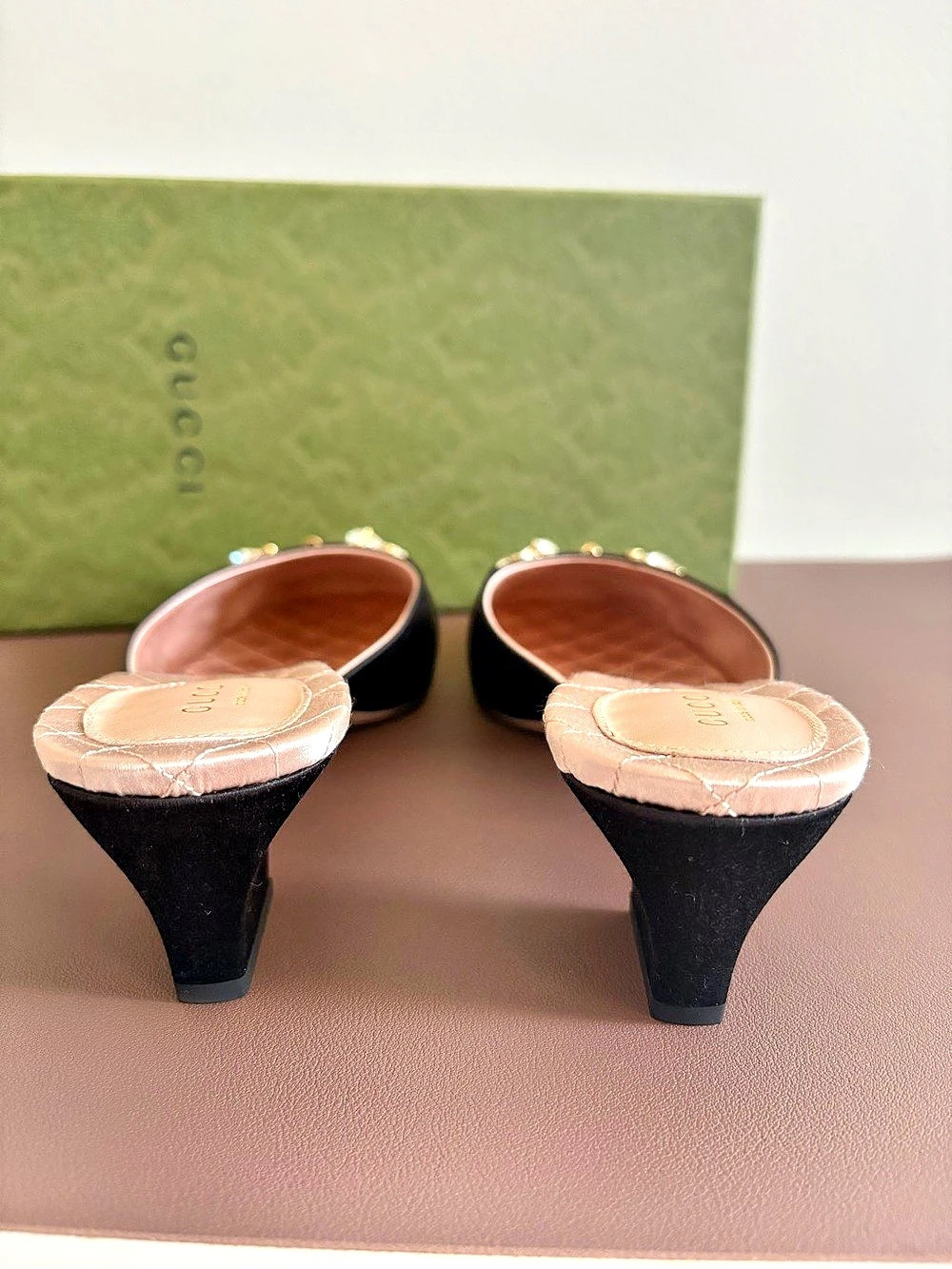 GUCCI Crystal Horsebit Mules Black Satin US 10 - Picture 5 of 7